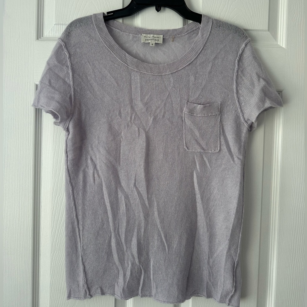 WHITE & WARREN Cashmere Crew Neck Short Sleeve Sweater